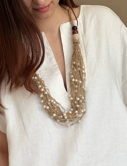 Jute Pearl Neckpiece