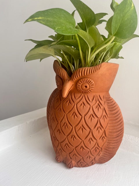 Medium Terracota Owl Planter