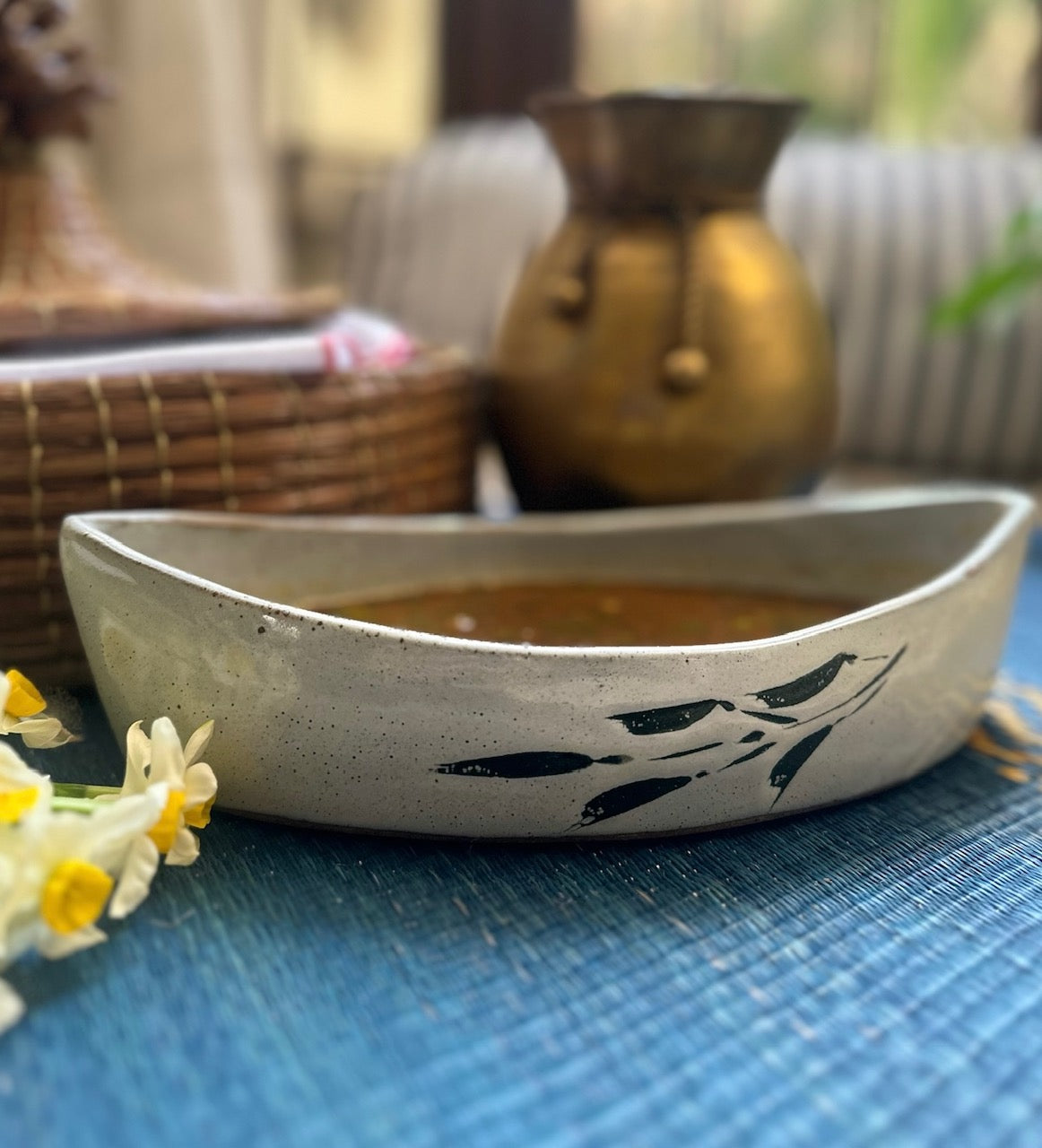 Ceramic  Boat Curry / Snack Bowl