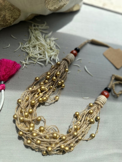 Jute Gold Beads Neckpiece