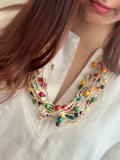 Multicolored Jute NeckPiece