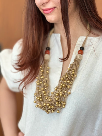 Jute Gold Beads Neckpiece