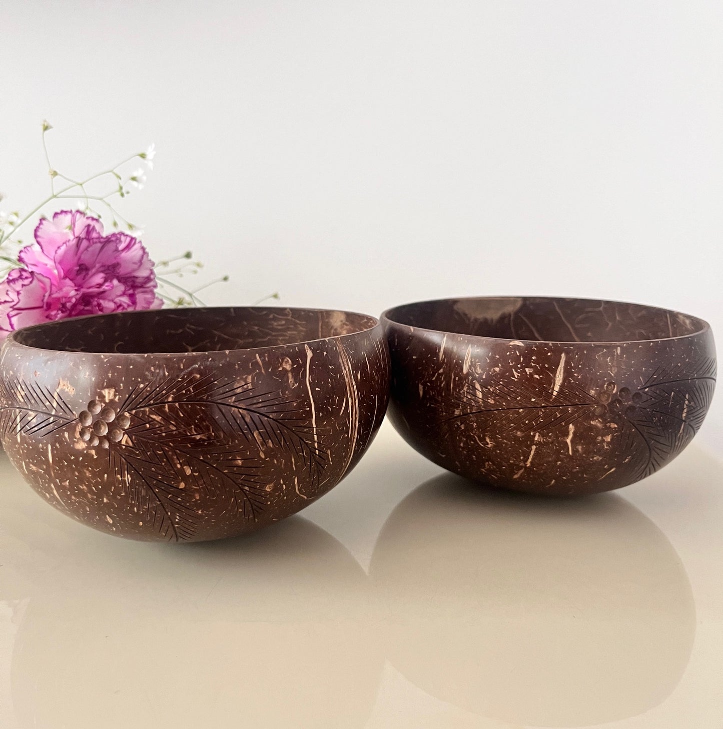 Leafy Coconut Shell Bowls