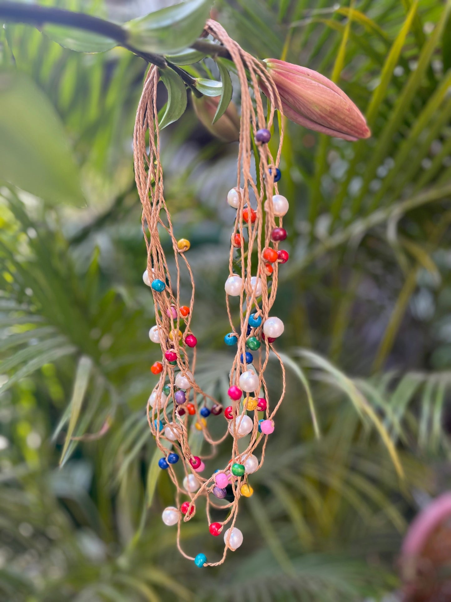 Boho Jute NeckPiece with Multicolored beads