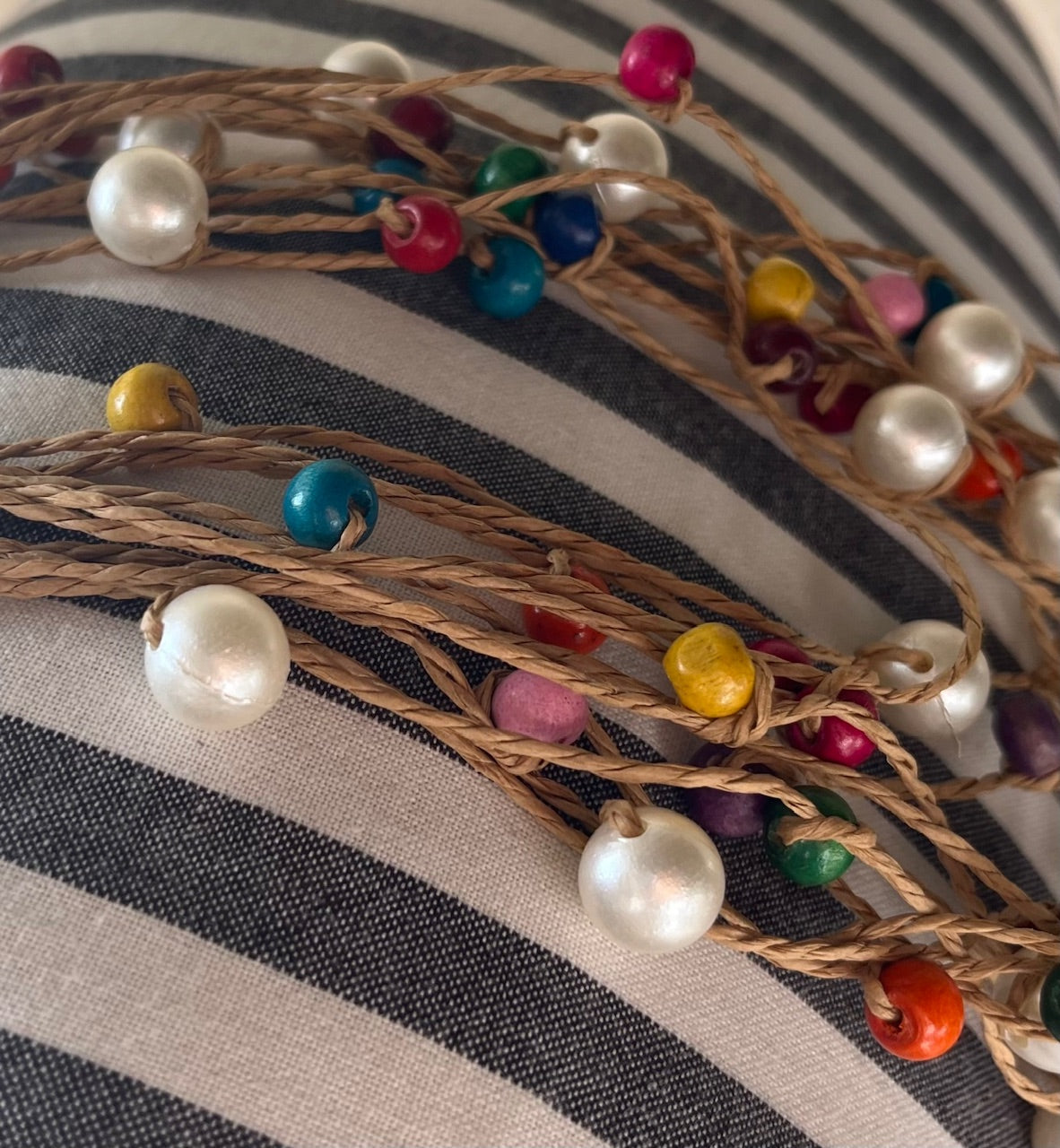 Boho Jute NeckPiece with Multicolored beads